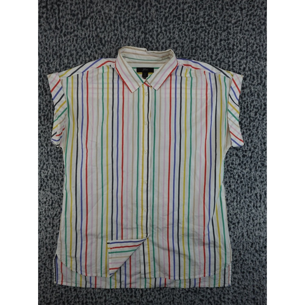 J.Crew Button Down Shirt Womens S Multicolor Striped Short Sleeve L6710